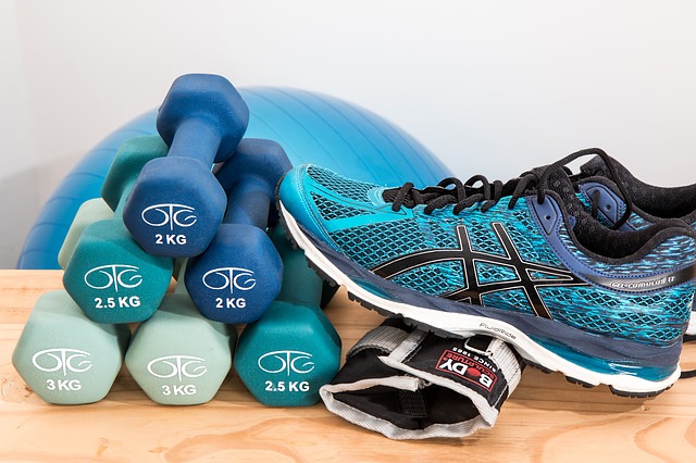 Exercise equipment and running shoes.